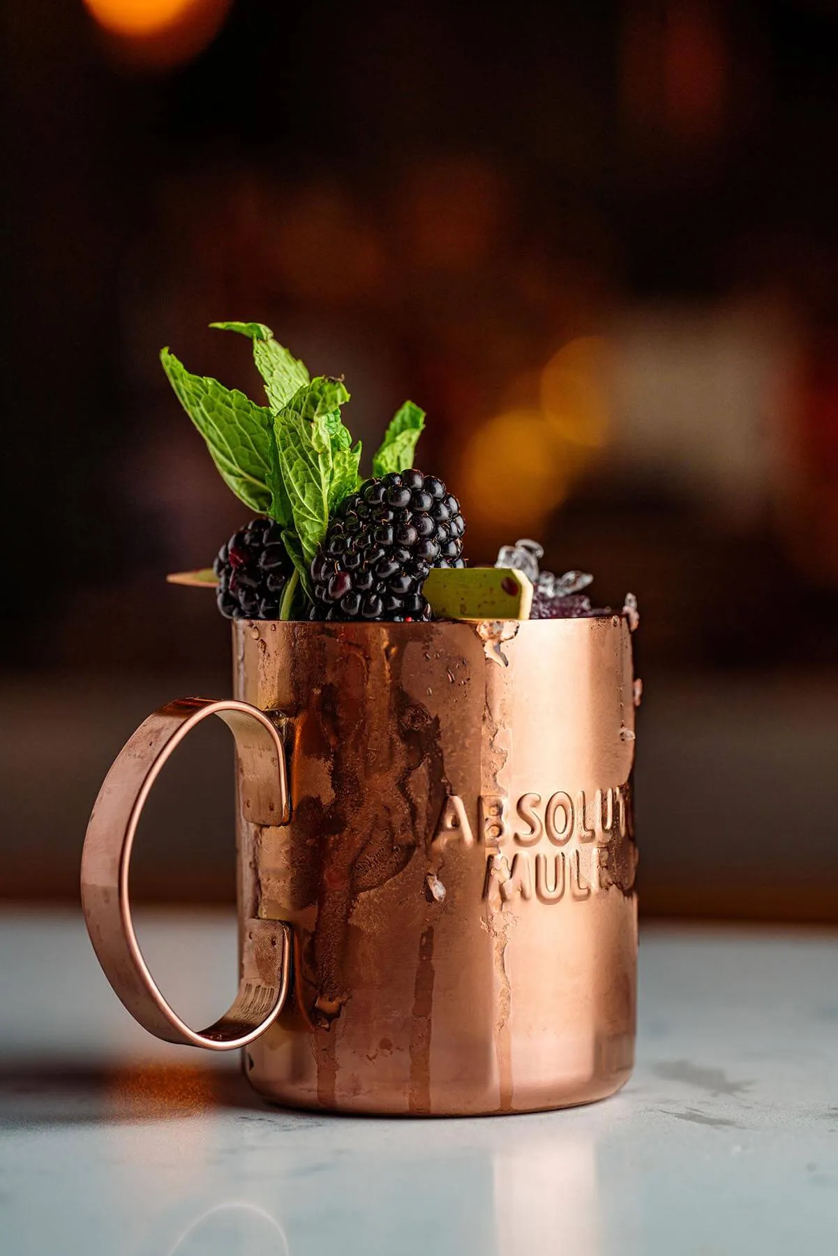 cocktail in brass cup